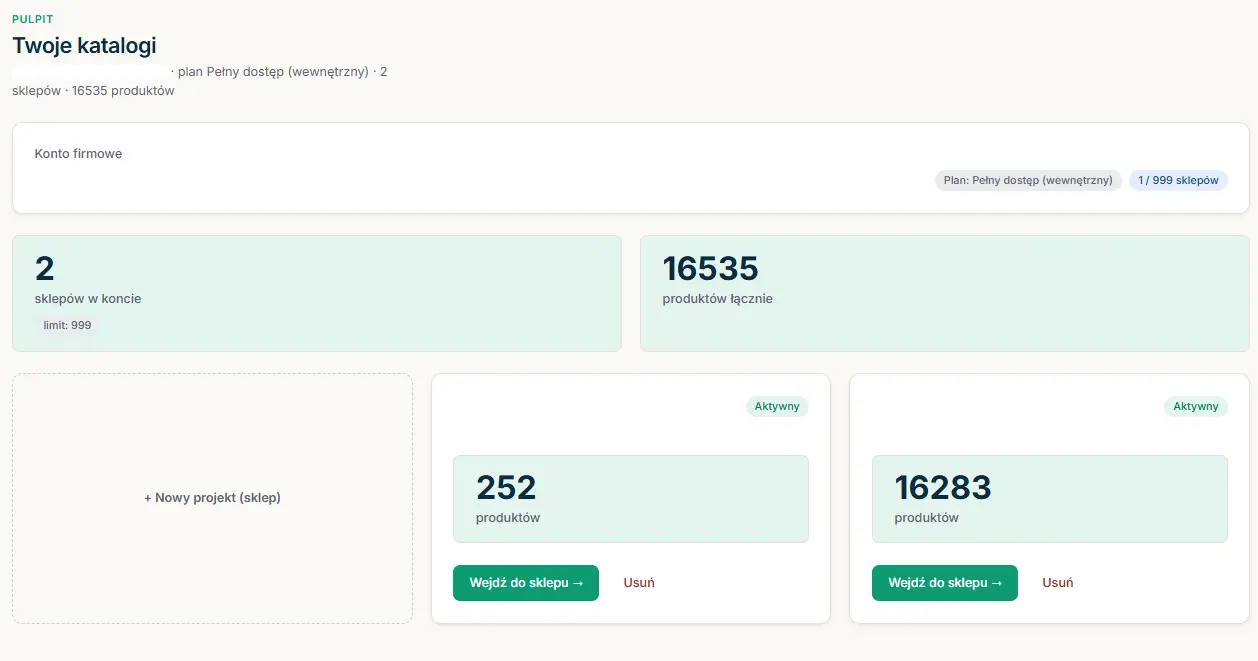 Snomi dashboard with the store list - from here you open the Getting started hub